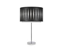 PRENDELUZ Sobremesa moderno de cromo y madera negra, 1xE27, medidas 61x30x30 cm, ideal para iluminar espacios de trabajo y hogares.