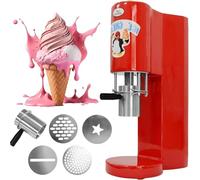Prensa comercial para helado en forma de fideos y espagueti (Gelato). Máquina extrusora eléctrica con 4 formas creativas, formación rápida en 6 s, ligera y portátil *food trucks* y cafeterías.(Red)