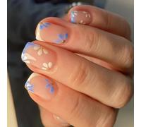 Prensa cuadrada en las uñas coloridas uñas falsas pegamento en las uñas uñas acrílicas artificiales 12 tamaño 24 pcs varilla en las uñas varilla en las uñas
