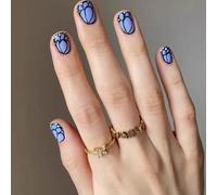 Prensa cuadrada en las uñas mariposa uñas falsas pegamento en acrílico artificial 12 tamaño 24pcs palo mujeres presionando ataúd de uñas almendra clavo francés