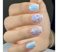 Prensa cuadrada en las uñas uñas falsas pegado a las uñas en 12 tamaños 24 piezas uñas francesas consejos para uñas DIY decoraciones de arte Fench uñas falsas