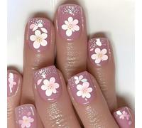 Prensa cuadrada en las uñas uñas falsas pegado en 12 tamaños 24 piezas puntas francesas para DIY arte decoraciones prensado ataúd clavo almendra uñas francés
