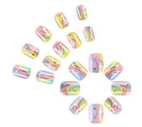 Prensa cuadrada en las uñas uñas falsas pegamento en las uñas uñas acrílicas artificiales 12 tamaño 24 pcs varilla en las uñas para las mujeres