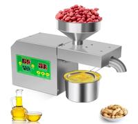Prensa de aceite automática, 820 W, prensa de aceite de acero inoxidable, temperatura ajustable de 40 a 240 °C, prensado en frío y caliente para semillas de lino, cacahuetes, sésamo, semillas de