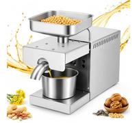 Prensa de aceite eléctrica, máquina de extracción de aceite de acero inoxidable de 600 W, 0 - 200 ℃, temperatura ajustable, prensa de aceite de prensa en caliente para prensar cacahuetes, semillas de
