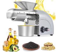 Prensa De Aceite En Frío Y Caliente De 1800 W, Extractor De Frutos Secos Y Semillas con Control De Temperatura (0 °c-300 °c), Varilla Extensible, 6-9 Kg/h, Bajo Nivel Gray