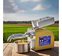 Prensa De Aceite Frío Y Caliente Máquina De Prensa De Aceite De Acero Inoxidable Molino De Aceite Eléctrica 1800W Extracción De Aceite, para Oliva Coco Sésamo Maní etc, Gold-220V