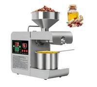 Prensa de aceite totalmente automática de 850 W, prensa de aceite de acero inoxidable, adecuada para nueces, aceitunas, maní, semillas de sésamo, cocos, soja, semillas de girasol, etc.(Silver)