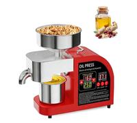 Prensa de aceite totalmente automática de 850 W, prensa de aceite de acero inoxidable, adecuada para nueces, aceitunas, maní, semillas de sésamo, cocos, soja, semillas de girasol, etc.(Red)