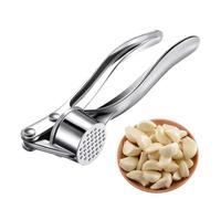Prensa de ajo de metal | Picadora manual de ajo de metal doméstico con asa, trituradora de ajo lavable para la vida diaria, camping, cortador de ajo portátil para cocinar, picnic