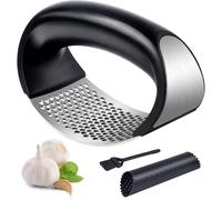 Prensa de ajo, limpiador y pelador de tubos de ajo de silicona, f?cil de prensar y limpiar, apto para lavavajillas, color negro