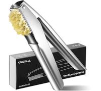 Prensa de ajos de acero inoxidable 18/8, apta para lavavajillas, sin necesidad de pelar, prensa de ajo y jengibre, ampliación de gran cavidad de Garlic Press, 5 años de garantía (prensa de ajo de