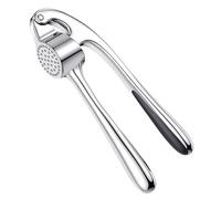 Prensa de ajos de acero inoxidable de alta calidad, herramienta picadora de carne fácil de apretar, color plateado