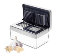 Prensa de ajos de acero inoxidable, mini picadora de ajo y rebanadora de ajo superfina 2 en 1, picadora de jengibre sin olor con recipiente de almacenamiento, mini picadora apta para lavavajillas