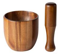 Prensa de ajos de madera de acacia y para mortero, cuenco de madera manual para triturar ajo, nueces, pimientos, hierbas, herramienta de cocina hecha a mano con martillo