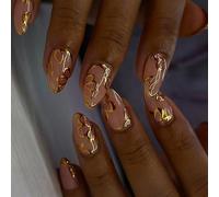 Prensa De Almendras En Uñas Con Artistas De Flores Pegamento Sobre Cubiertas Completas Para Mujeres Y Niñas 24pcs Uñas Artificiales