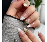 Prensa De Almendras En Uñas Con Diseños Florales Postizas Para Necesidades Manicura Rápida Decoración Maquillaje Fiesta Navidad
