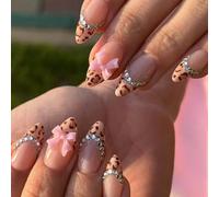 Prensa de almendras uñas falsas brillantes acrílico Artificial palo para las mujeres 24pcs 12 gresizes pegamento prensa ataúd clavo almendra clavo francés