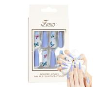 Prensa de ballet larga en las uñas,Prensa de ballet de ataúd en las uñas,Uñas Postizas De Ballet Extra Largas Con Gel Pegamento - Pegamento de uñas acrílicas artificiales reutilizables en las uñas par