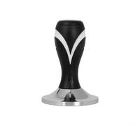 Prensa de café espresso con base de metal plana para portafiltro de 51 mm, 53 mm, 58 mm, mango ergonómico de ABS para herramientas baristas para máquinas de espresso comerciales domésticas (negro 53