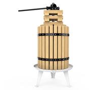 Prensa de frutas de 18 l, con cesta de madera para zumo natural, uva, baya, manzana, prensa de frutas, prensa de vino, incluye red de prensado gratuita