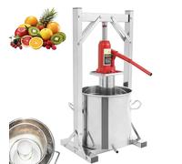 Prensa de frutas de acero inoxidable de 12 L, prensa hidráulica manual para vino con cesta, para vinificación en casa, incluye cubo, gato, soporte para extracción de jugo, 22 L