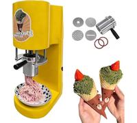 Prensa de Helado Spaghetti Comercial, Máquina Soft Serve con 4 Moldes Intercambiables, 8 Segundos de Preparación, Acero Inoxidable Alimentario para Gelaterías, Food Trucks, Hoteles,Yellow