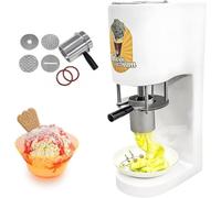 Prensa de Helado Spaghetti Comercial, Máquina Soft Serve con 4 Moldes Intercambiables, 8 Segundos de Preparación, Acero Inoxidable Alimentario para Gelaterías, Food Trucks, Hoteles,White