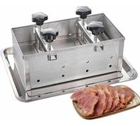 Prensa de jamón de acero inoxidable, molde para prensar carne de 1 kg, molde para prensar carne cocida de forma cuadrada con plato y gasa, para relleno, hamburguesa, ternera