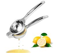 Prensa de Limón - Exprimidor Manual - Prensa para Cítricos a Mano 7cm de Diámetro, Acero Inoxidable, Duradero, Máxima Extracción de Jugo, Perfecta para Cocina, Bar y Restaurante (Plata)