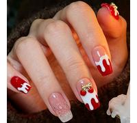Prensa de Navidad para uñas, diseño clásico rojo y blanco, durabilidad, juego de manicura ABS para arte festivo, elegante encaje francés