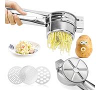 Prensa de puré de patatas de acero inoxidable de calidad superior con 3 discos intercambiables para puré de patatas, comida para bebés, jugo y más