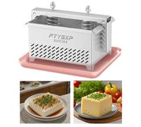 Prensa de queso de acero inoxidable 304, prensa de tofu para hacer paneer y vegetariana, alta presión ajustable, sin BPA, apta para lavavajillas para tofu y prensa paneer (16 x 14 x 13 cm)