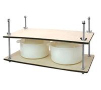 Prensa de queso de madera para suministros de elaboración de queso Guías de metal de 40 cm y 2 piezas de molde para queso con pistón seguidor de 1,2 L - Gran Home Supply Ultimate Cheese Press Machine