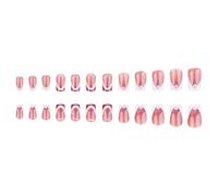 Prensa de San Valentín en las uñas Uñas postizas cuadradas Diseños brillantes Uñas postizas Cubiertas completas Uñas acrílicas artificiales 24pcs 12)