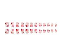 Prensa de San Valentín en las uñas Uñas postizas cuadradas Diseños brillantes Uñas postizas Cubiertas completas Uñas acrílicas artificiales 24pcs 12)