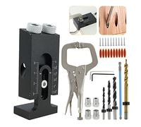 Prensa de taladro Pocket Hole Jig Kit Guía de carpintería Árbol de la madera Herramienta de ángulo Dowel Taladre Carpintería Juego de tornillo de carpintería Posicionador de agujero inclinado Para una