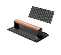 Prensa de tocino, madera y hierro, 16 x 8 x 8 cm, tabla de prensa de carne con mango de madera grueso, 1 herramienta de cocina para filetes, hamburguesas, hamburguesas, antiadherente, fácil