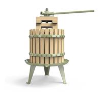 Prensa de vino de frutas, trituradora manual de manzanas y uvas 100% natural, saludable para cocina, cesta de madera maciza con bloques, prensa para hacer vino de sidra (certificado LFGB, resistente)