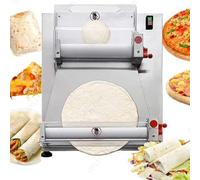 Prensa eléctrica para tortillas de acero inoxidable, 370 W, laminadora de masa para pizza, peso de masa: 50-500 g, grosor de pizza: 1-5,5 mm, para fideos, pan de pizza y diversas masas para pasteles