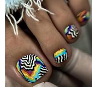 Prensa en las uñas de los pies de primavera summers pegamento en las uñas de los pies 24pcs UV reutilizable acabar uñas acrílicas falsas uñas para consejos franceses para mujeres uñas falsas con