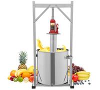 Prensa hidráulica de vino de frutas, máquina de prensa manual de acero inoxidable para sidra, trituradora de uvas para hacer jugos, capacidad de 12 litros, ideal para suministros y equipos de