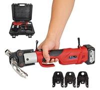 Prensa hidráulica eléctrica para tubos, crimpadora hidráulica inalámbrica con presión de 38 kN, crimpado rápido en 3 s, dispositivo de prensado con rotación de 360°, para tubos(15-25 mold)