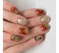 Prensa Inspirada En Uñas Con Brillo Marrón Rojizo Puntas Durabilidad Uñas Artificiales De Plástico Para El Desgaste Diario Prensa No Tóxica Sobre Brillo Rojo Clavo