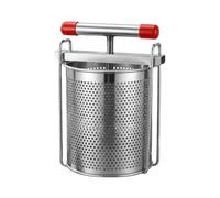 Prensa manual de frutas de acero inoxidable - Exprimidor de queso y miel de | Construcción de acero inoxidable de grado alimenticio, tanque de capacidad de 2.8 litros, cubo perforado con bolsa de filtro