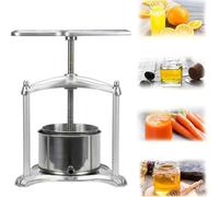 Prensa manual de jugo para extracción de vino, uva, frutas, verduras y miel, acero inoxidable, fácil de limpiar, mango en T, método eficiente de prensa de tornillo