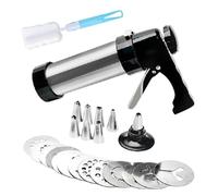 Prensa Moldeadora De Galletas | Fabricada En Acero Inoxidable Con 13 Discos Y 8 Boquillas,Prensa Manual De Repostería,para Hornear y Decorar Postres Galletas de Jengibre en Navidad Acción de