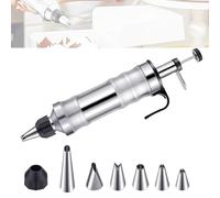 Prensa para Galletas Biscuits Pistola Galletas Máquina Para Hacer Churros Jeringa de Pastelería Profesional en Acero Inoxidable Maquina de Pastas Glaseado Jeringa Bolígrafo con 6 Boquillas （Negro）