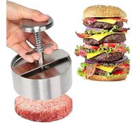 Prensa para hamburguesas, moldes ajustables antiadherentes de acero inoxidable 304 para hacer hamburguesas, prensa para hamburguesas a prueba de escaldaduras para barbacoa y hamburguesa casera(14cm)