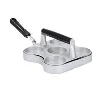 Prensa para hamburguesas - Parrilla con 5 Parrillas | Mango de madera, plano y duradero | Accesorio para Carne | Ideal para al aire libre, barbacoas, cocinas al aire libre y uso doméstico